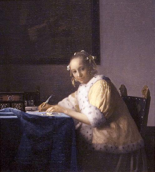 Johannes Vermeer A lady writing. Germany oil painting art